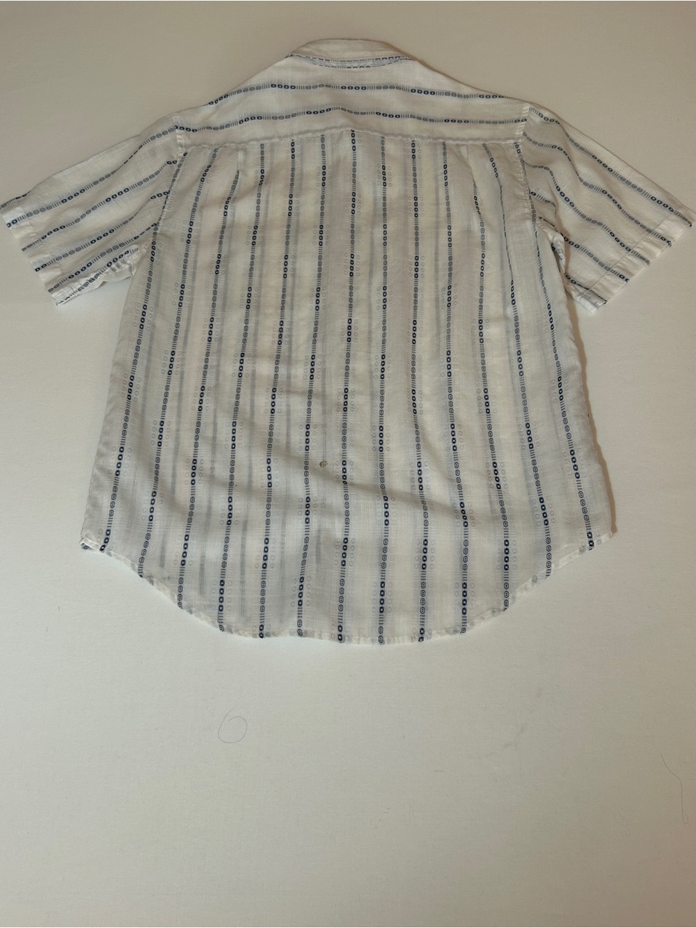 FINK - Men's Short Sleeve Button-Up Shirt in White with Navy Stripes - Picture 7 of 8